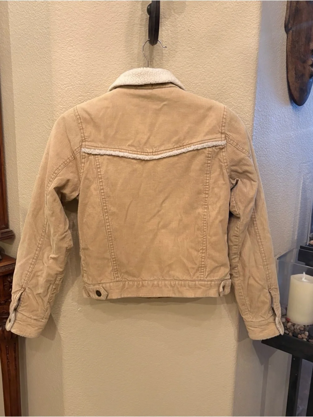 Vintage TRIXIE Light Beige Sherpa Lined Corduroy Y2K Jacket Size Small